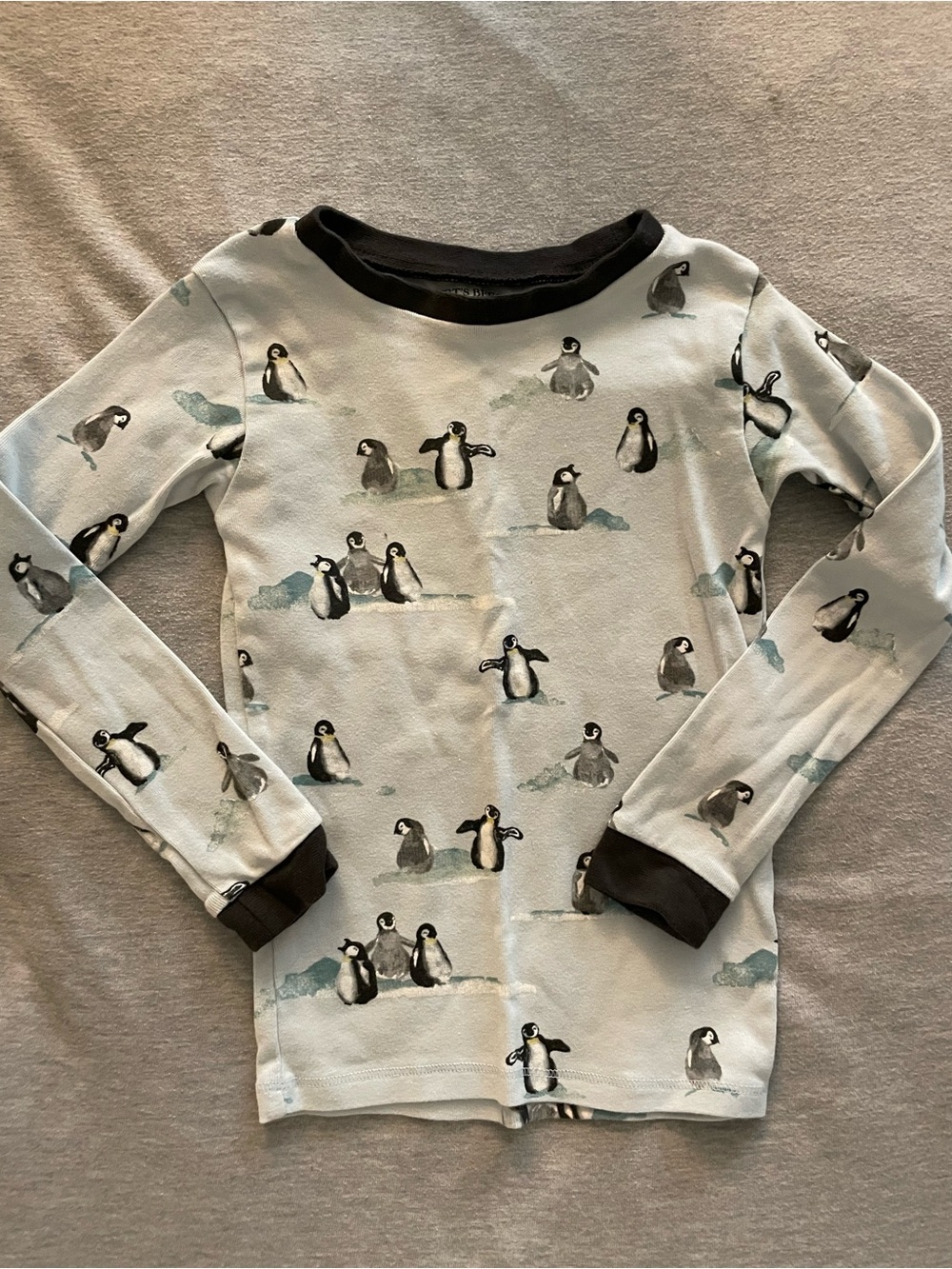 Burts Bees Kids Penguin Print Long-Sleeve PJs  - Light Blue
